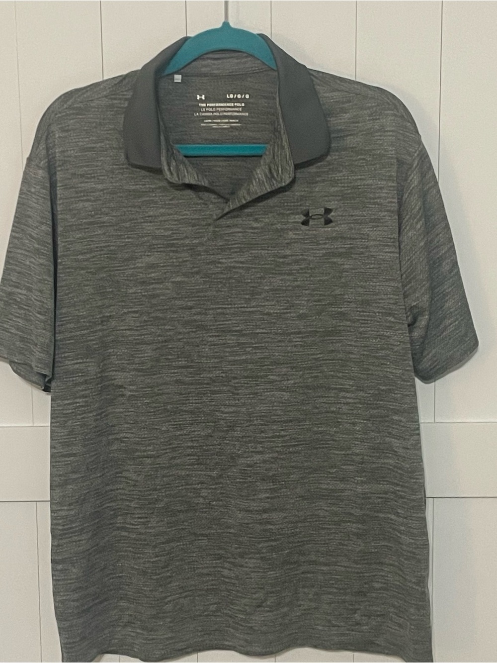 Under Armour Men's Heather Charcoal Performance Polo with Dark Collar